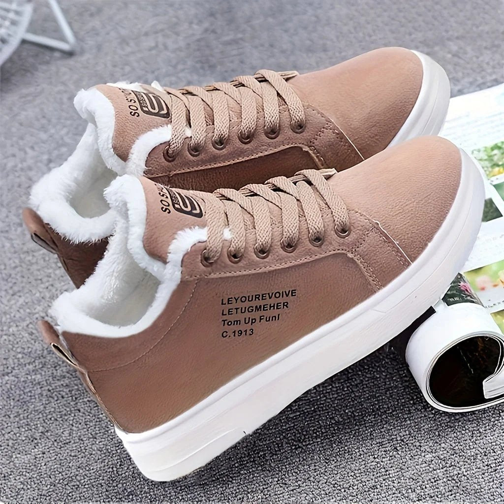 PlushStep™ | Comfortable Fleece-Lined Lace-Up Trainers