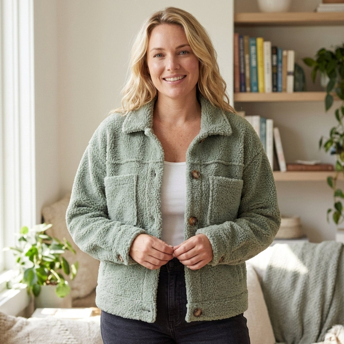 Emma™ – Button-Front Sherpa Jacket