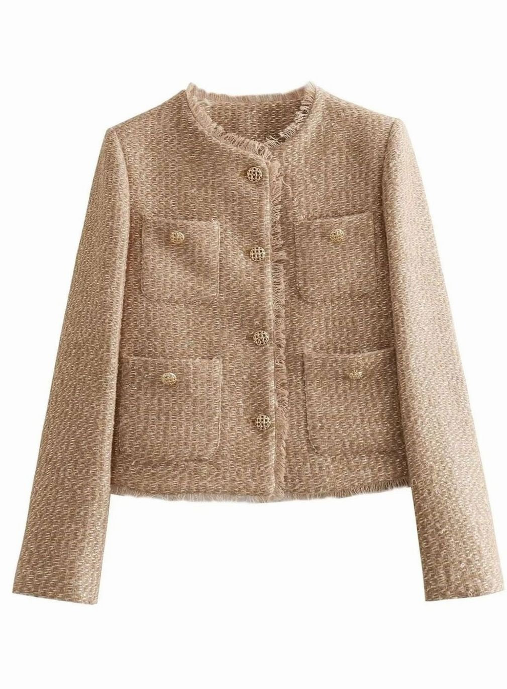 Helen | Refined Cropped Jacket with Decorative Buttons