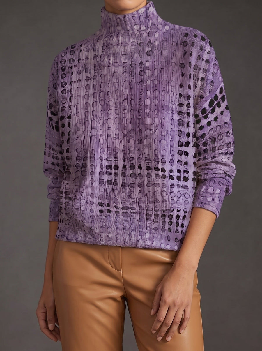 Ysolde™ | Lavender Lattice Roll Neck Jumper